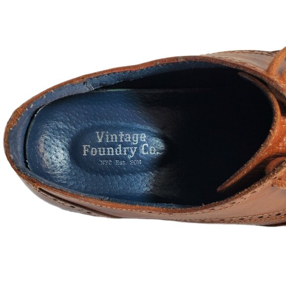 Vintage Foundry Co Men\'s Brown Leather Derby Oxford Wing Tip Shoes 1005 Sz 10.5 main image 9